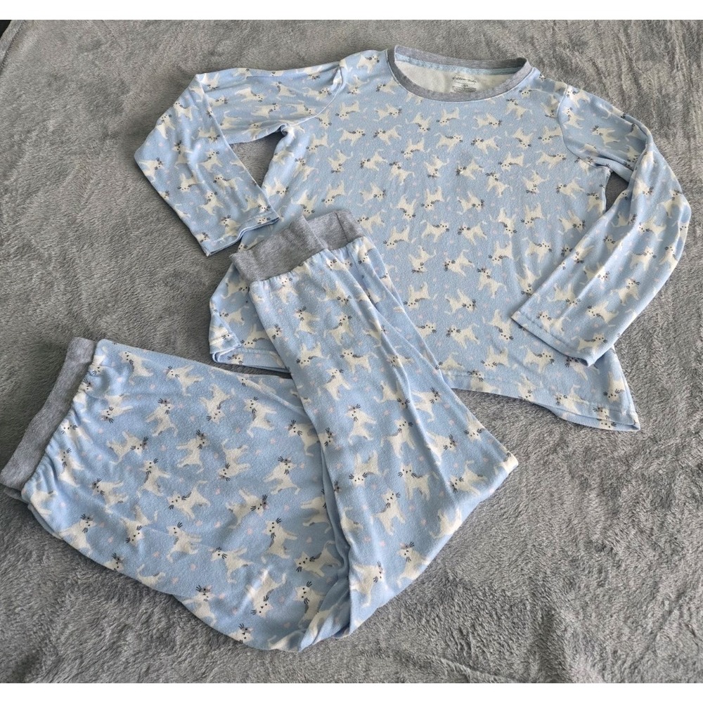 Pillow Talk Pajama Set Womens Blue Cat Print Cozy Loungewear Sleepwear Sz Medium
